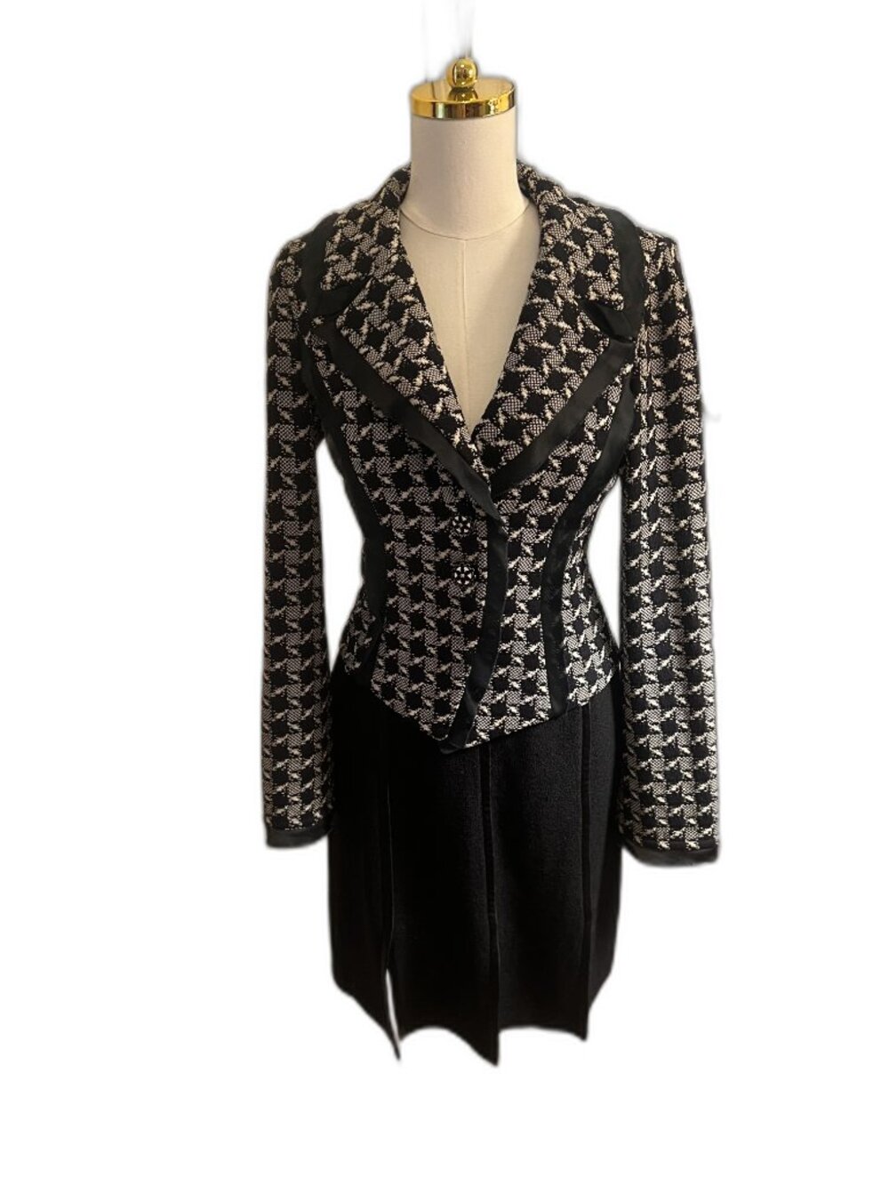 St John Collection Marie Gray Houndstooth Jacket Dress — Size 4